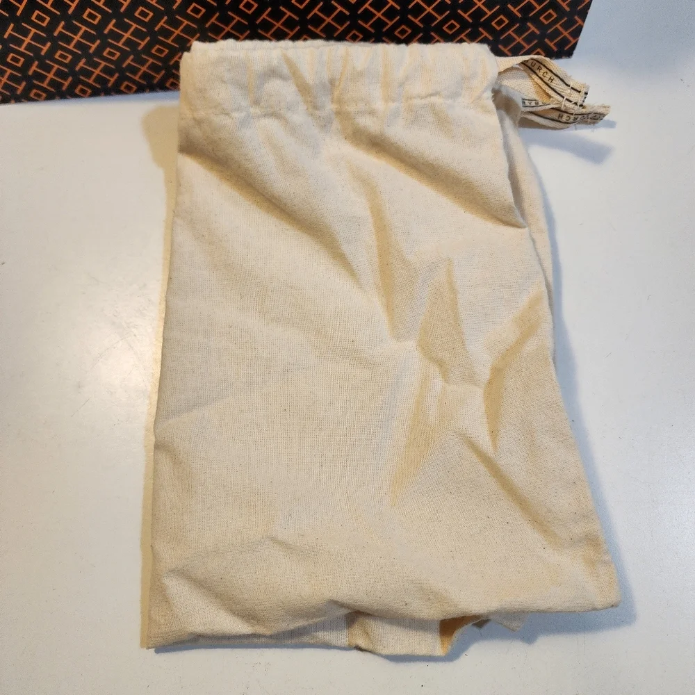 Tory Burch Navy and Green Patterned Shopping Bag with Cream Dust Bag